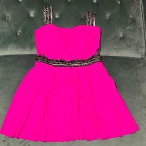 Pink Leopard Trim One Piece Swimsuit